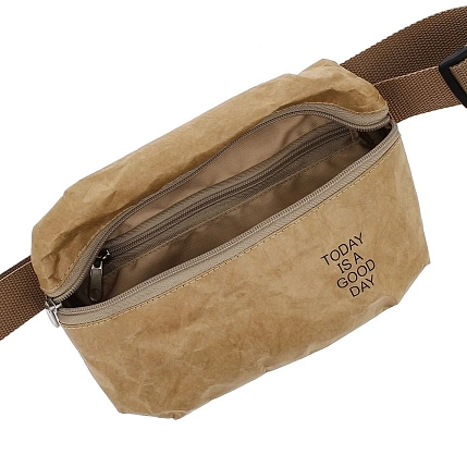 Поясная сумка Ranzel Bags «Dirox Кraft», крафт, тайвек, бежевая, фото 3.