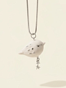 Подвеска ручной работы РУКИ В ГЛИНЕ с птичкой, серебристая, фарфор, превью фото 1