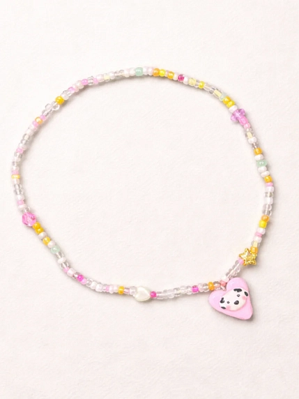 Чокер ручной работы с сердечком «Собачка», полимерная глина, бисер, фото 3.