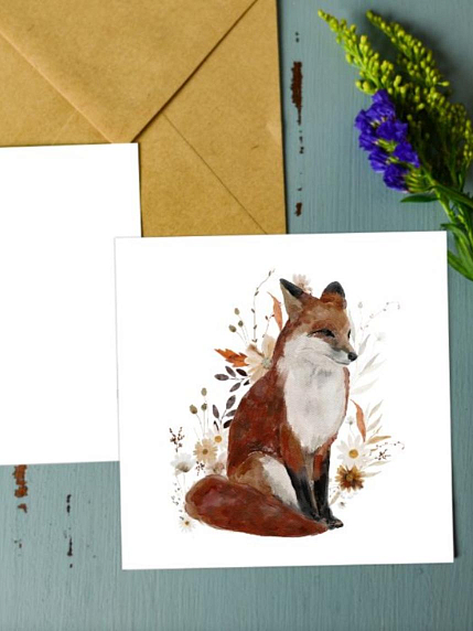 Открытка DARI DARI «Лиса», квадратная, фото 1.