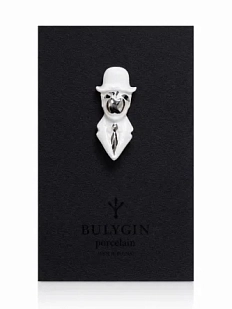 Брошь ручной работы Фарфор Булыгина «Магритт», бело-серебристая