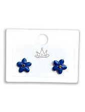 Серёжки-гвоздики КерамЕлКа «Цветочки», синие, фарфор