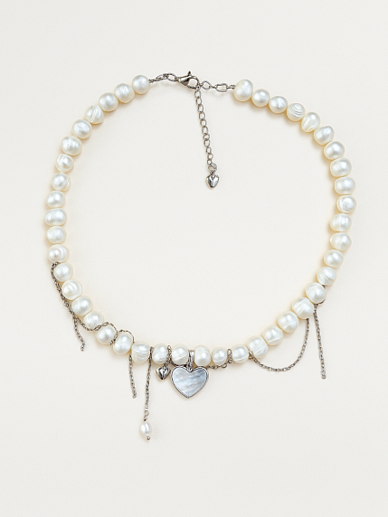 Чокер ручной работы «Inspire», речной жемчуг, родированная латунь, фото 2.