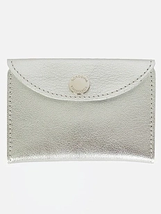Cкладной кошелёк визитница ручной работы, Kokosina bags, натуральная кожа, серебряный