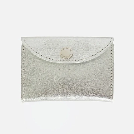 Cкладной кошелёк визитница ручной работы, Kokosina bags, натуральная кожа, серебряный, фото 1.