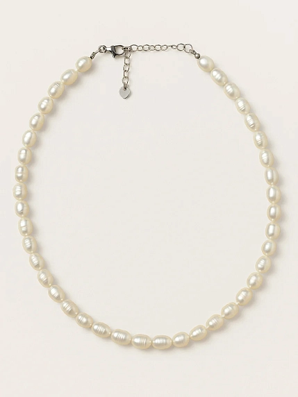 Чокер ручной работы «Rose», речной жемчуг, родированная латунь, фото 2.