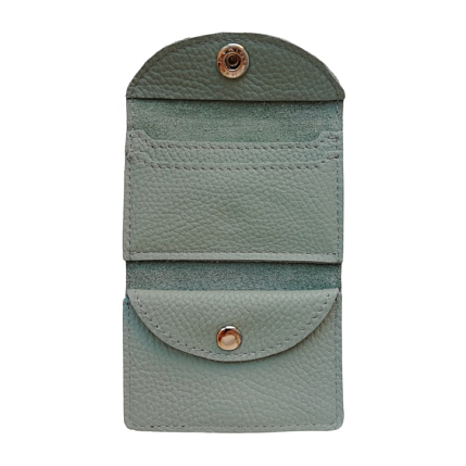 Cкладной кошелек-визитница ручной работы, Kokosina bags, натуральная кожа, зелёный, фото 3.
