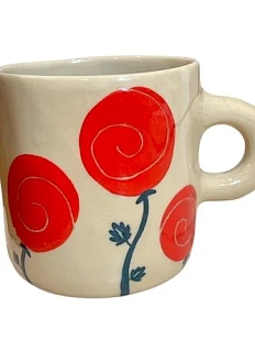 Кружка ручной работы Малёма с росписью Веточки и ягодки, высокая, керамика, 350 мл