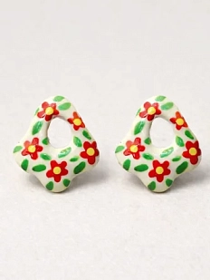 Серёжки-гвоздики Радость Рядом с цветочками, полимерная глина