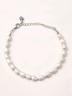 Браслет ручной работы «Rose», речной жемчуг, родированная латунь