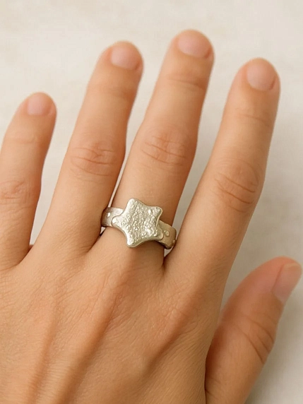 Кольцо ручной работы ПетПоллиПокет Звёздочка, полимерная глина, фото 3.