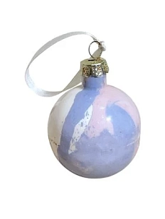 Ёлочный шар ручной работы, розово-голубой, 5 см