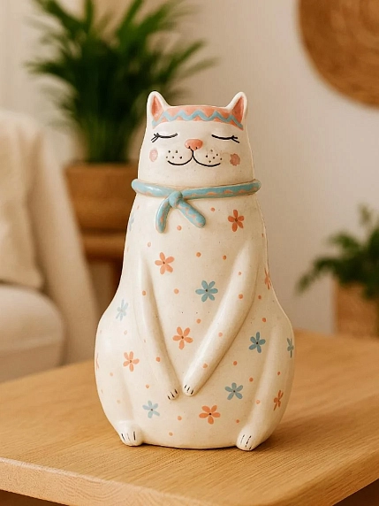 Ваза РиРи керамика «Кошка в шарфике», керамика, фото 4.
