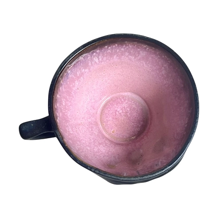 Кружка ручной работы Ручная глина с личиком, чёрная, керамика, 350 мл, фото 2.