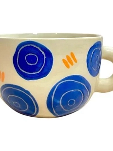 Кружка ручной работы Малёма с росписью Синие цветы, керамика, 550 мл
