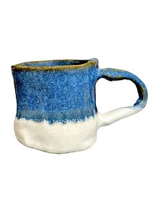 Кружка ручной работы «С пальцем», бело-синяя, керамика, 300 мл