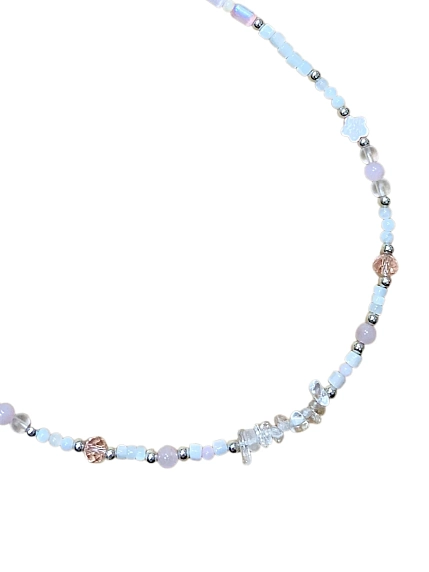 Чокер ручной работы Идеальное совпадение «Леденцовый цветочек», перламутр, фото 1.