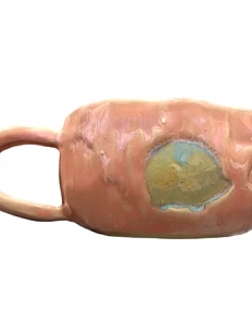 Кружка ручной работы Ёжик, розовая, керамика, 350 мл