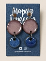 Серьги Мария Гордеева асимметричные составные, керамика, лиловые с синим, превью фото 1