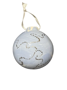 Ёлочная игрушка шар Верба керамика «Серебряная гирлянда», голубой, 7 см