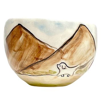 Кружка ручной работы Мальчик с собакой в походе, керамика, 350 мл, фото 2.