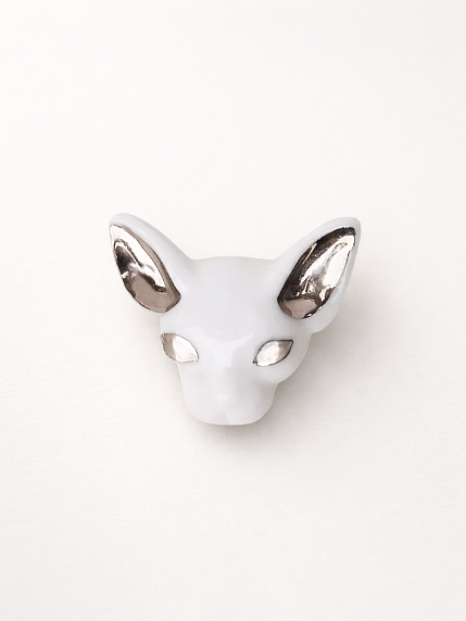 Брошь ручной работы Bulygin «Кошка», бело-серебристая, фарфор, фото 4.