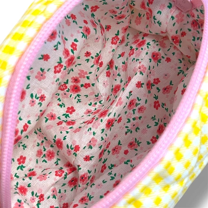 Косметичка ручной работы АМИ (Ami lé sac) «Bebesss», жёлтая клетка, фото 4.