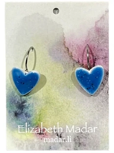 Серьги Elizabeth Madar Сердечки с точками, керамика, синие