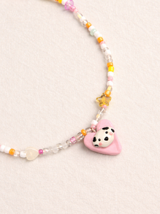 Чокер ручной работы с сердечком «Собачка», полимерная глина, бисер