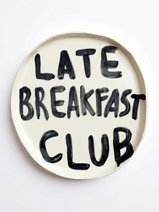 Тарелка ручной работы c надписью «Late breakfast club», керамика, 17 см