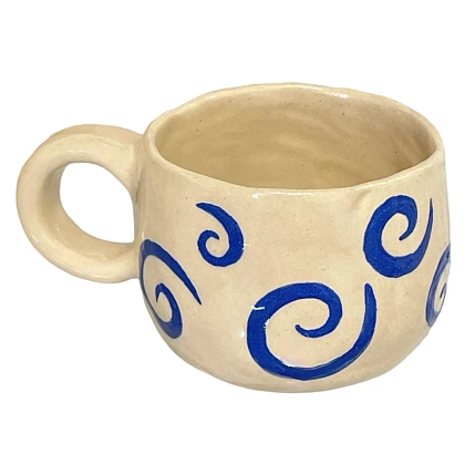 Кружка ручной работы Малёма с росписью «Спирали», синяя, керамика, 250 мл, фото 2.