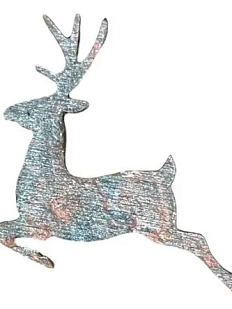 Брошь ручной работы «Олень», голубая, дерево