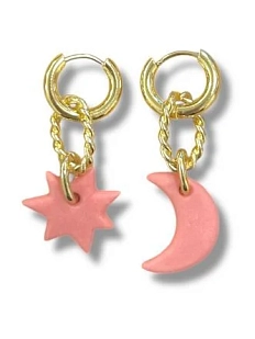 Серьги из фарфора «Луна и звезда»