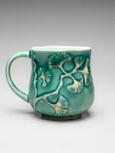 Кружка ручной работы Керамика Александры Пылиной «Гинкго», фарфор, 300 мл