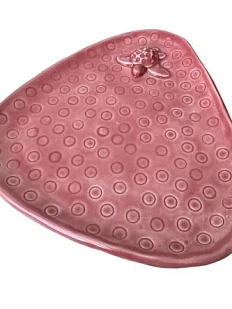 Тарелка ручной работы Мама Черепаха Черепашка, розовая, керамика, 18 см