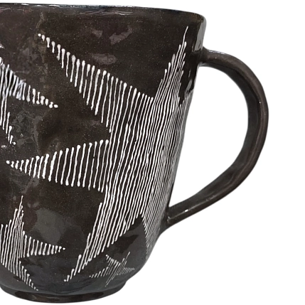 Кружка ручной работы Оива со звёздами, 550 мл, чёрная, фото 2.