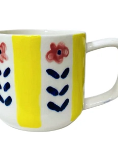 Кружка ручной работы Домик на дереве в жёлтую полоску, полуфарфор, 250 мл