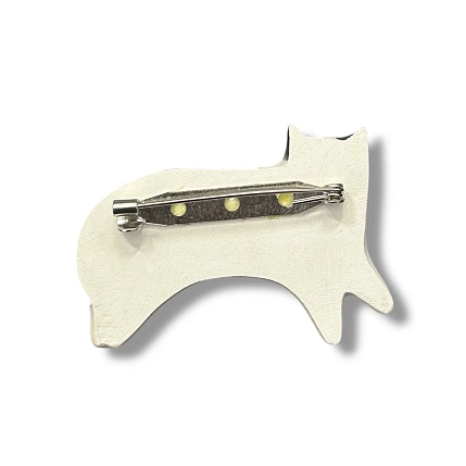 Брошь ручной работы Екатерина Юдо «Лежащий бело-чёрный кот», керамика, фото 3.