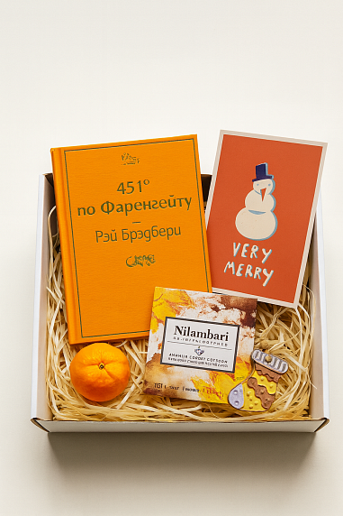 Подарочный набор на Новый год с книгой «451 по Фаренгейту», ёлочной игрушкой и шоколадом, фото 2.