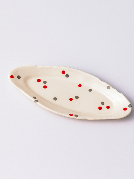 Селедочница ручной работы «Конфетти», белая керамика, 29 см, фото 2.