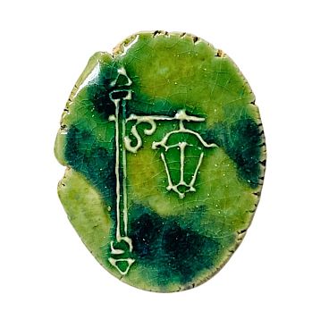 Брошь ручной работы «Фонарь», зелёный, керамика, фото 1.