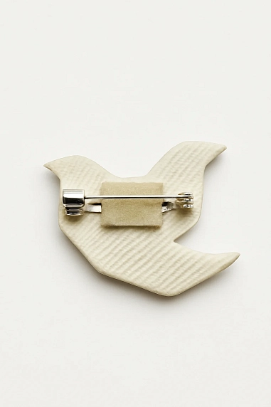 Брошь ручной работы Партала керамика «Голубка оригами», белая, фото 2.