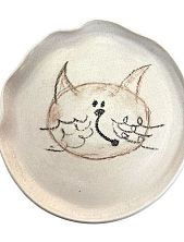 Тарелка ручной работы «Кот с кудрявыми усами», керамика, 15 см