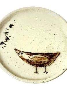 Тарелка ручной работы «Птичка», керамика, 9 см