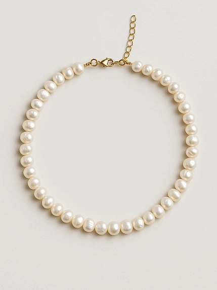 Чокер ручной работы «Diva», речной жемчуг, латунь, фото 2.