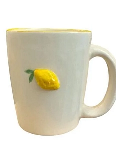 Кружка ручной работы Катя Вебер «Лимон», белая, полуфарфор, 200 мл, высокая