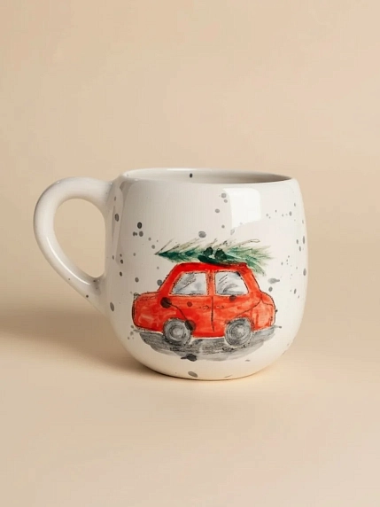 Кружка ручной работы Верба керамика «Машинка», круглая, керамика 500 мл, фото 1.