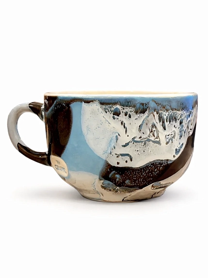 Кружка ручной работы Тата вытворяет/NF ceramics «Доброе утро, любовь моя», голубая, керамика, 600 мл, фото 2.
