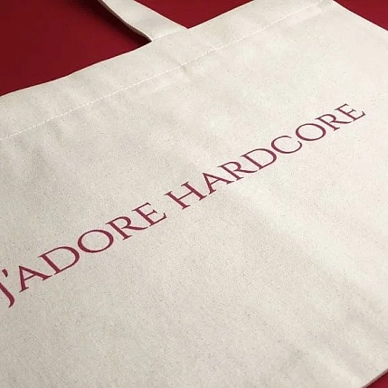 Сумка шоппер «J'adore Hardcore», белый с красным текстом, фото 2.