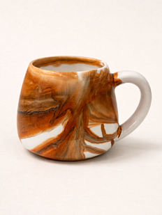 Кружка ручной работы с разводами Кафель «Дюна», бело-коричневая, керамика, 450 мл